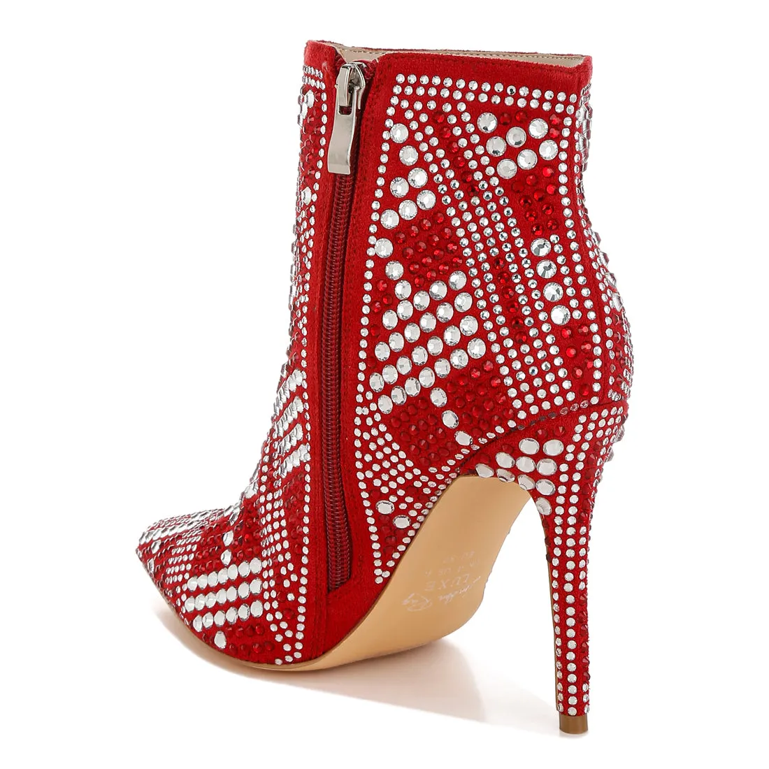 Rhinestones Studded Stiletto Heel Boots