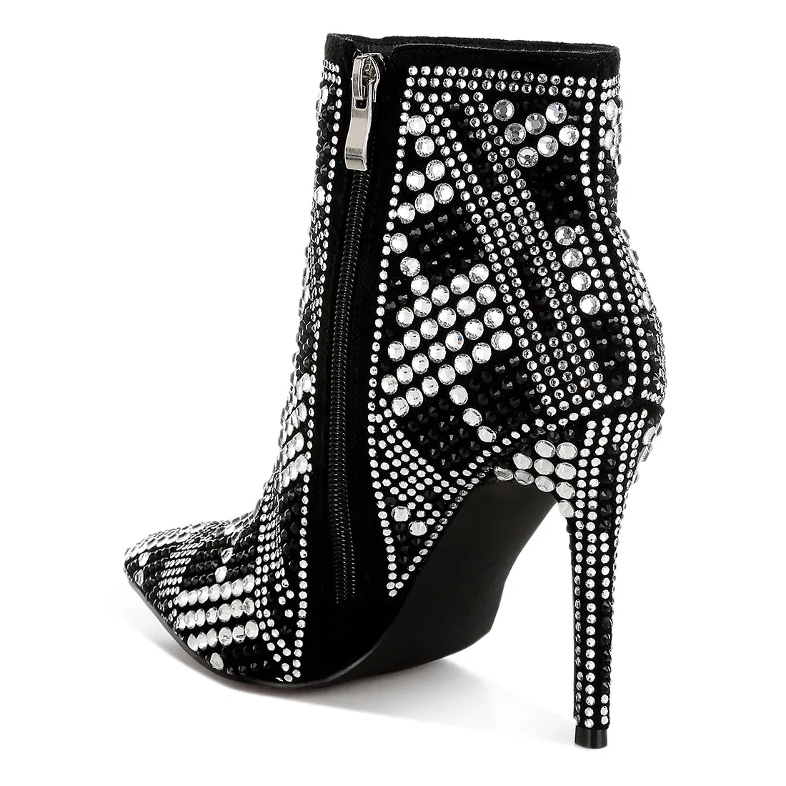 Rhinestones Studded Stiletto Heel Boots