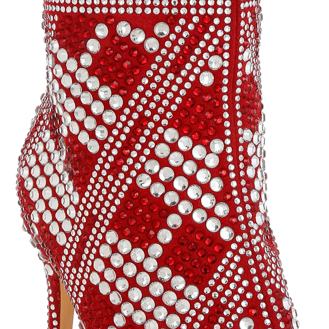 Rhinestones Studded Stiletto Heel Boots