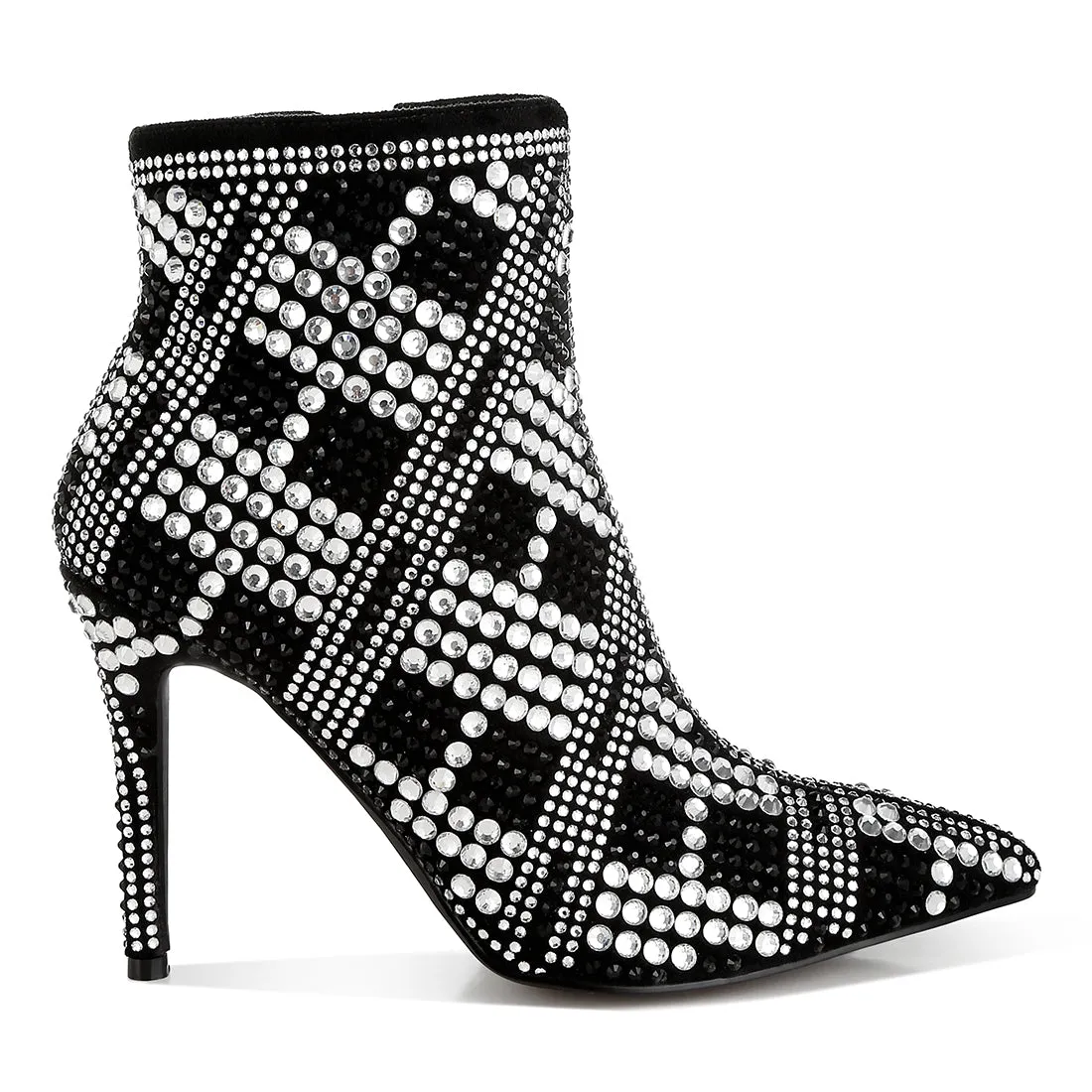 Rhinestones Studded Stiletto Heel Boots