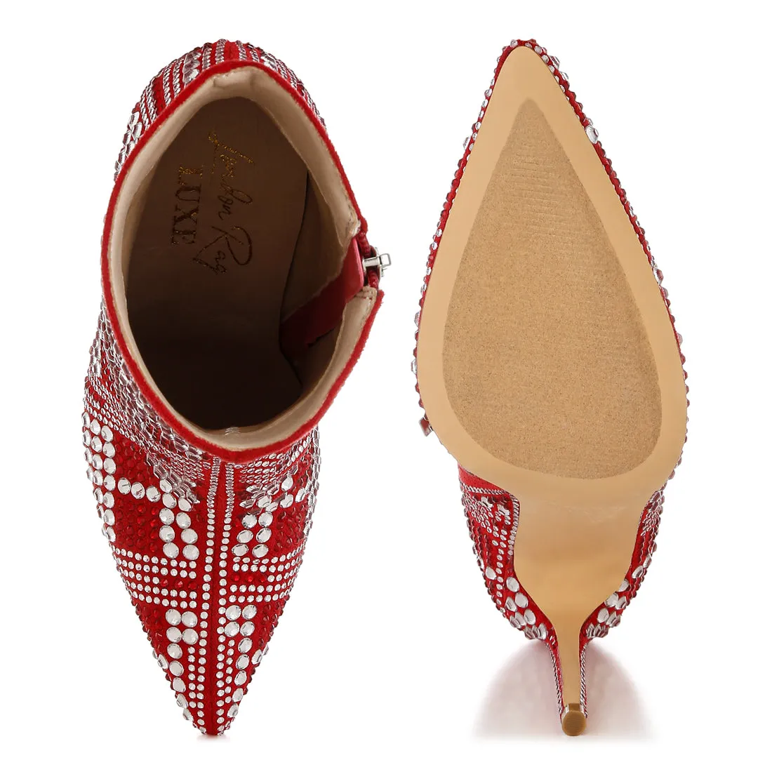 Rhinestones Studded Stiletto Heel Boots