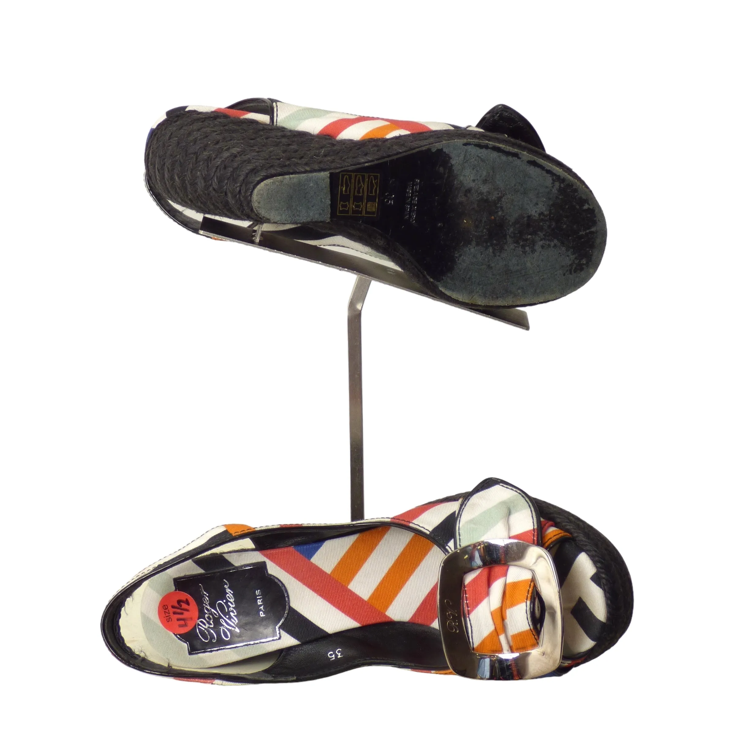 ROGER VIVIER- Multi Color Cavas Wedge Platforms, Size 35