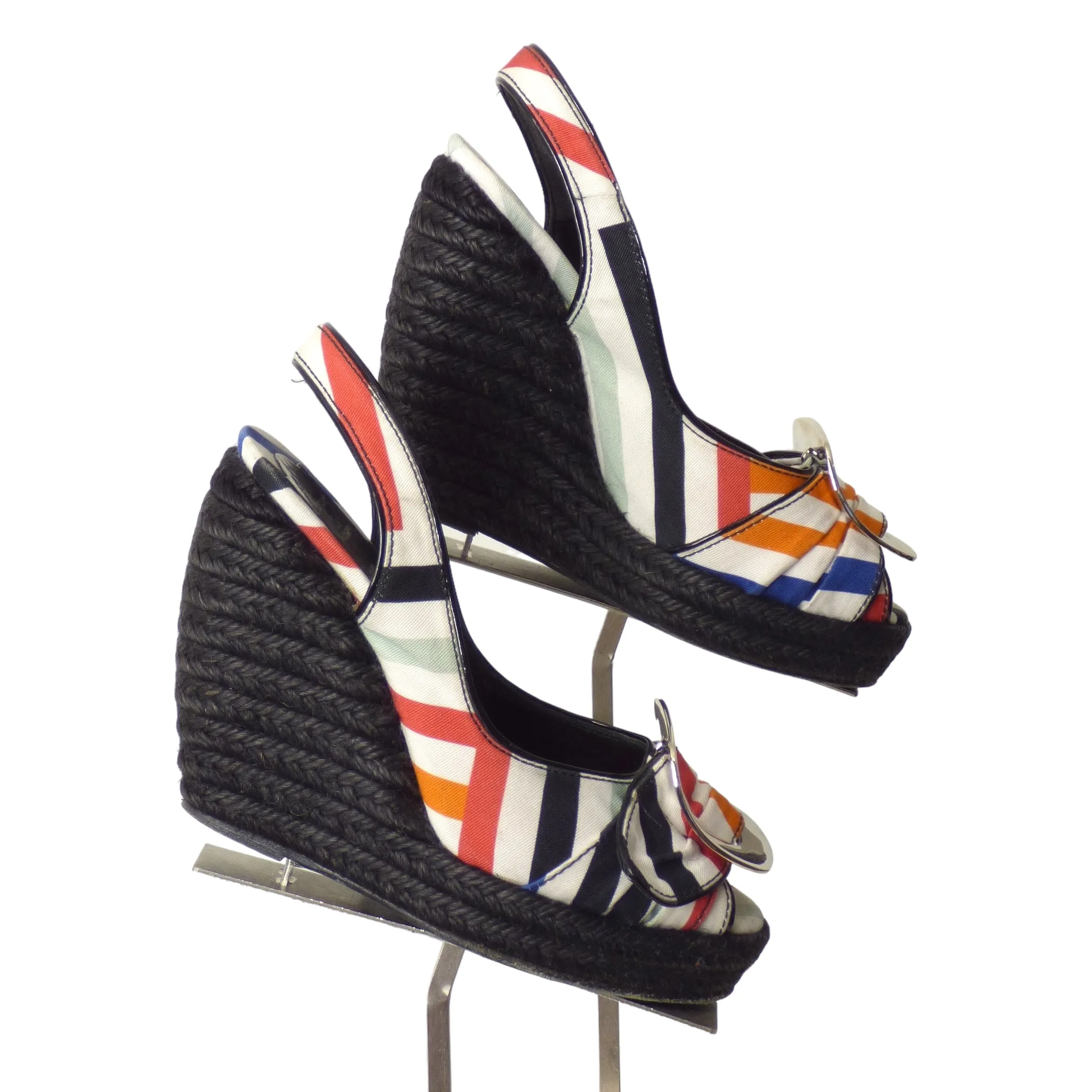 ROGER VIVIER- Multi Color Cavas Wedge Platforms, Size 35