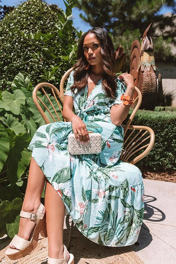 Secret Island Front Tie Ruffle Dress In Green