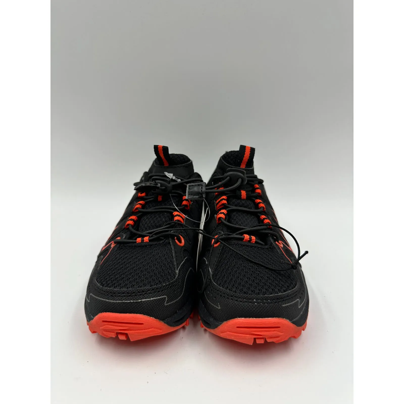 Small Kid Size 12, Low Top Black Hiker w/ Bright Orange Accents, Leather Toe Cap