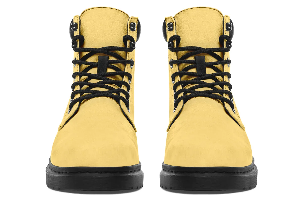 Soft Gold Classic Boots - High Quality Micro-Suede Weatherproof Vegan Shoes with Stitched on Soles