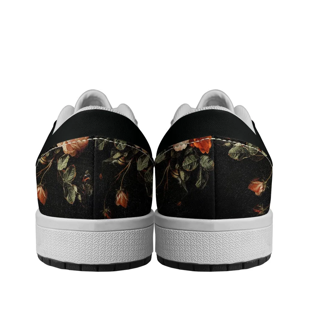 Still Life with Roses Women's Low Top Vegan Leather Sneakers