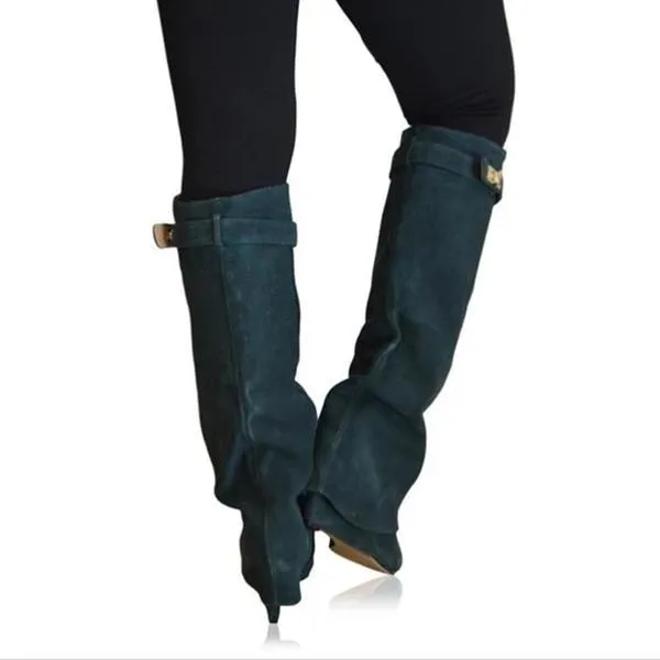 Stylish Faux Leather Hidden Heel Tall Boots