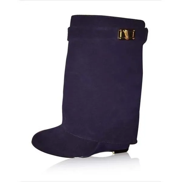 Stylish Faux Leather Hidden Heel Tall Boots