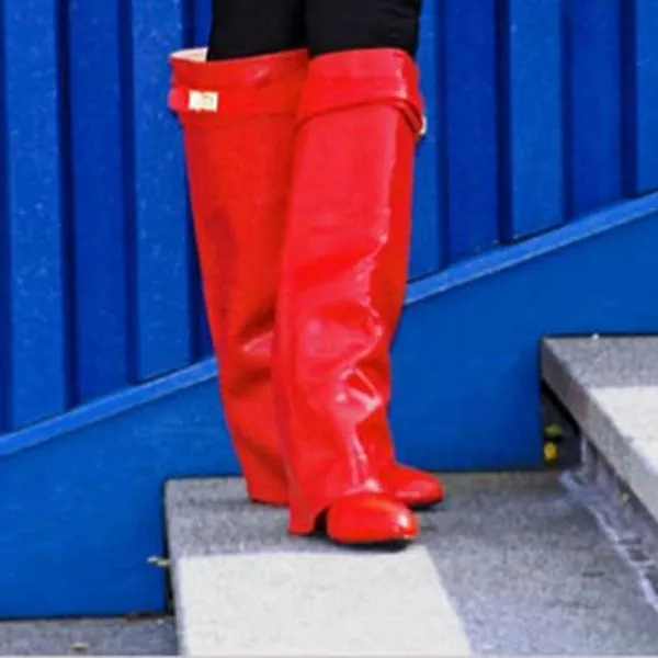Stylish Faux Leather Hidden Heel Tall Boots