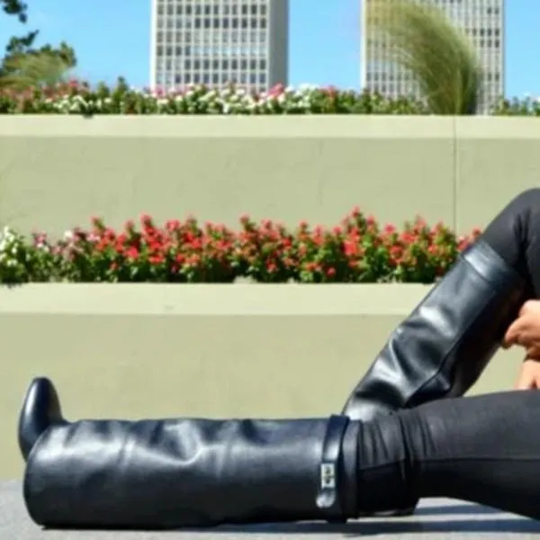 Stylish Faux Leather Hidden Heel Tall Boots