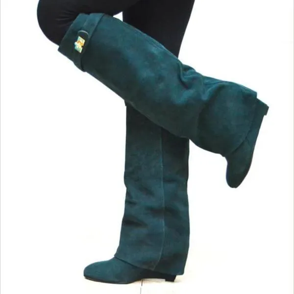 Stylish Faux Leather Hidden Heel Tall Boots
