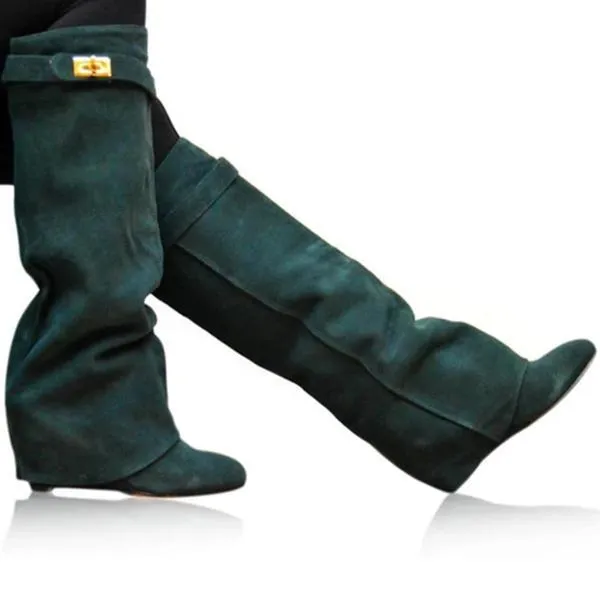 Stylish Faux Leather Hidden Heel Tall Boots