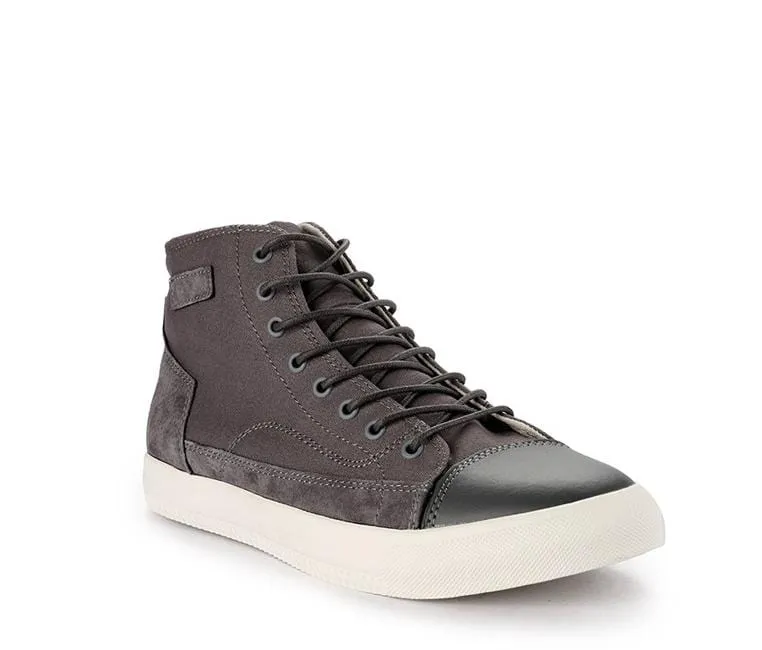 Suede Lace Up High Top Sneakers - Grey