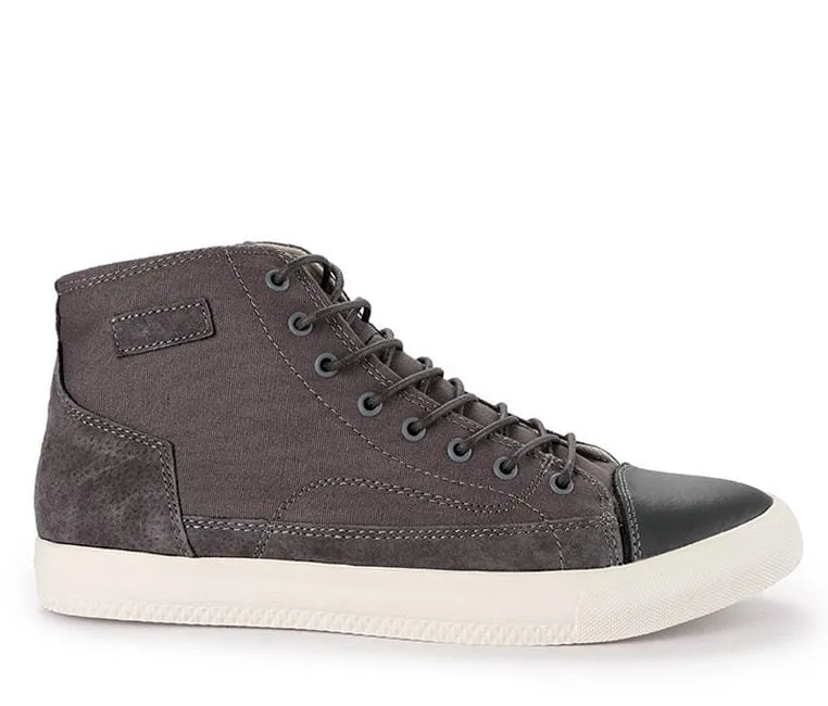 Suede Lace Up High Top Sneakers - Grey