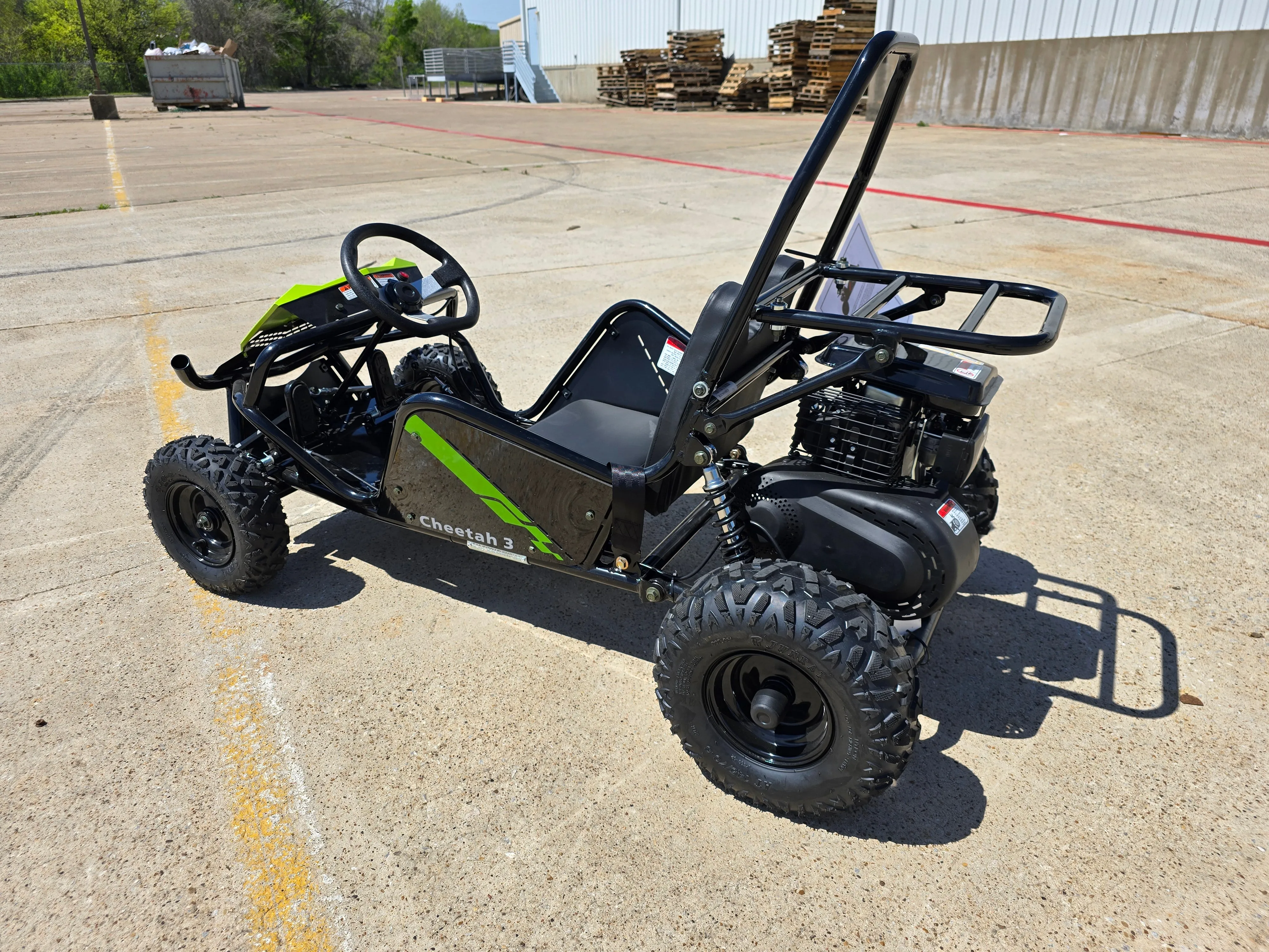 Trailmaster Cheetah 3, 80cc, Youth Single Seat Go Kart,  Pull Start , Automatic, Roll bar, Seat Belt.