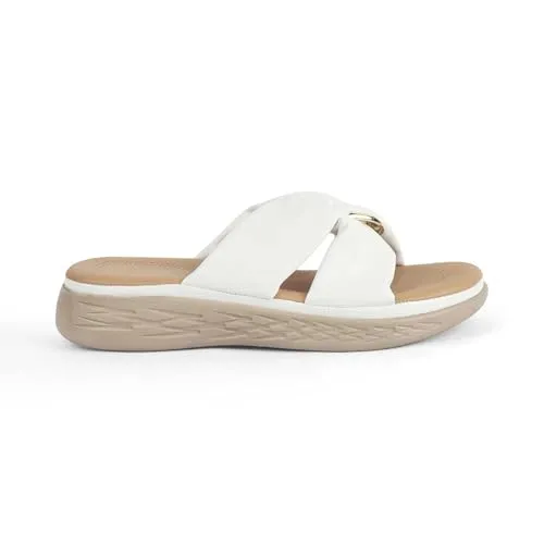 tresmode HAS Women's Wedges Sandals Platform Heels White, 5 UK / 38 EU - Round Open Toe Comfortable Soft Footwear