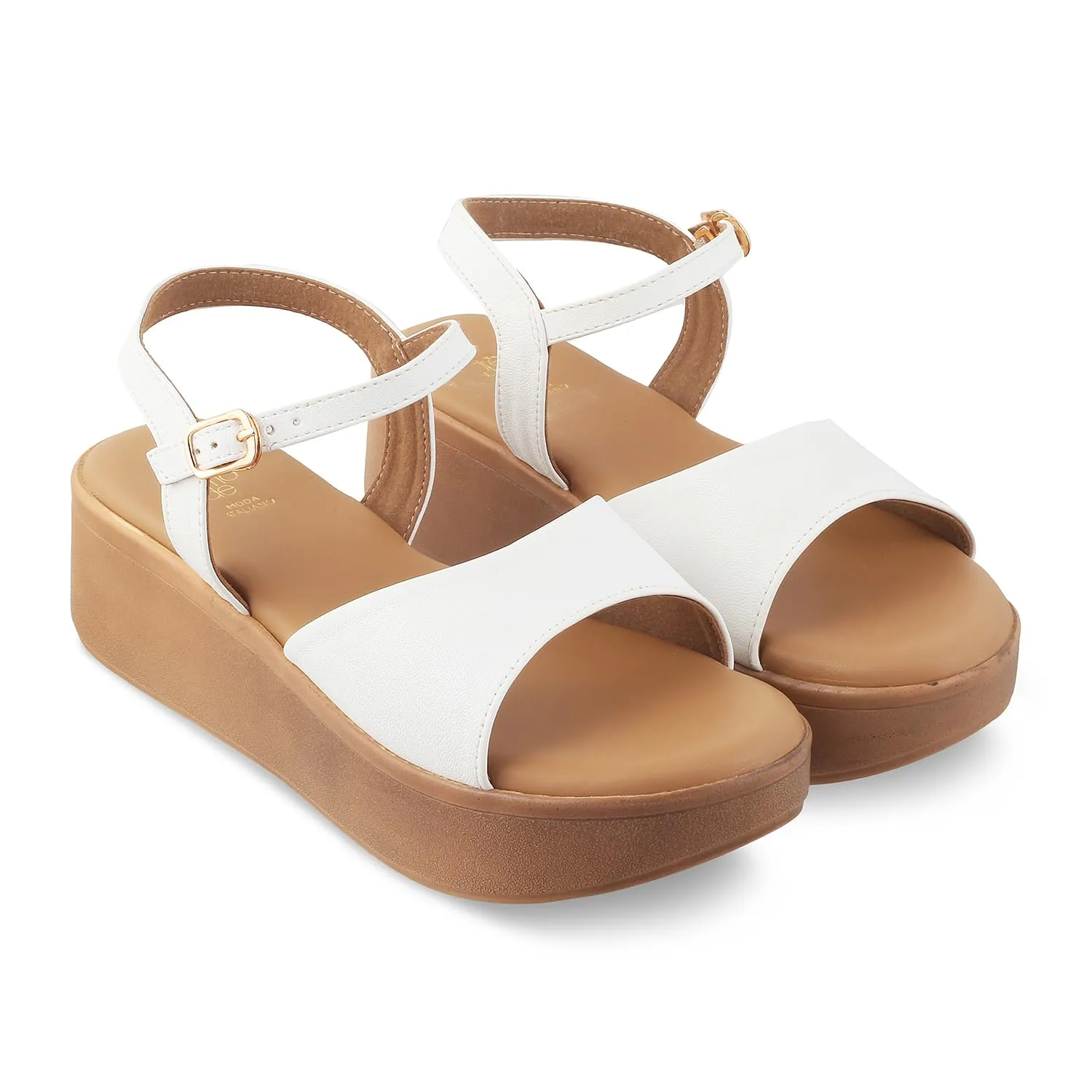 tresmode SINHERE Women's Wedges Sandals Platform Heels White, 6 UK / 39 EU - Open Toe Comfortable Soft Footwear