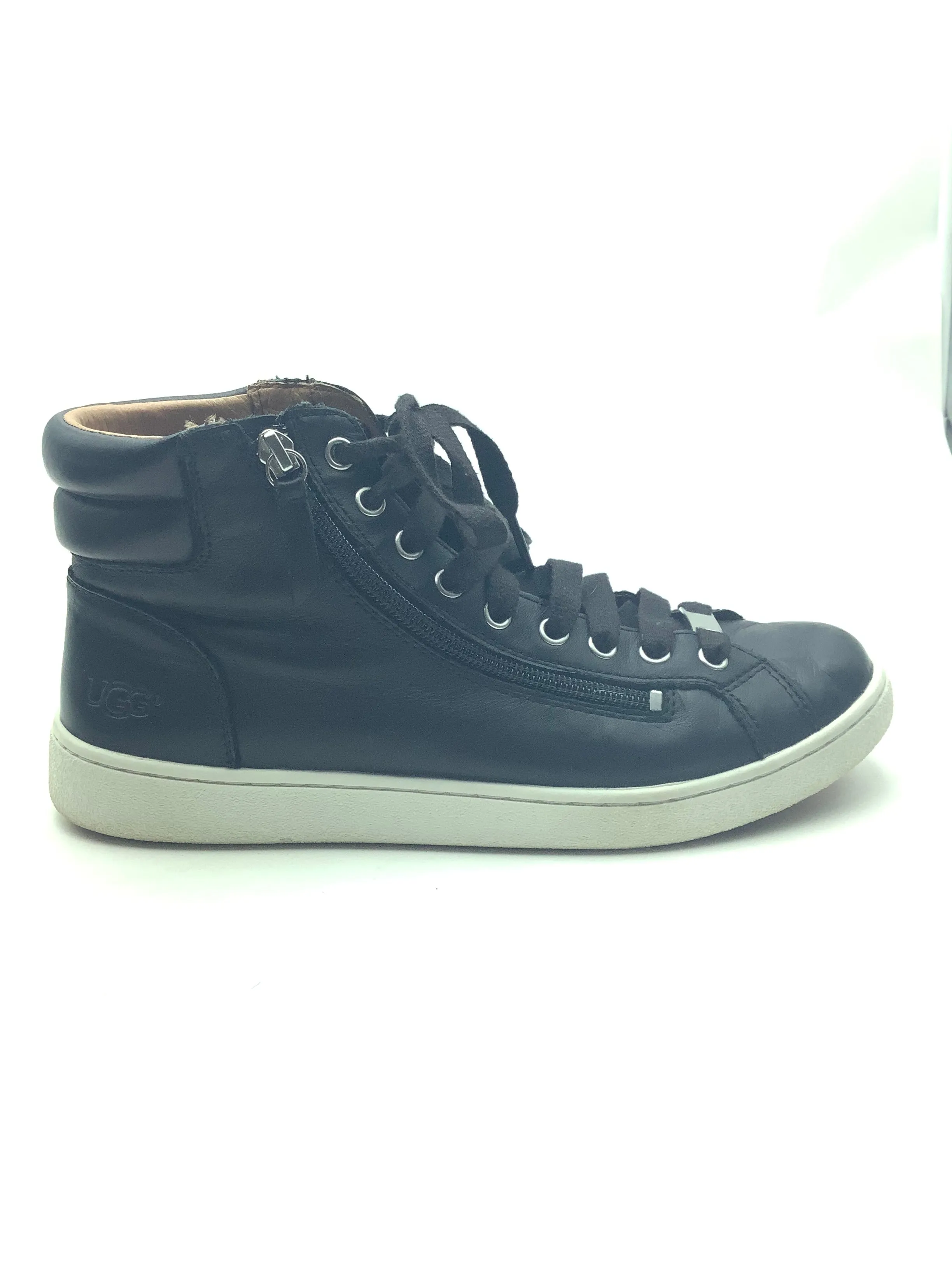 Uggs Black High Top Leather Sneaker Size: 10