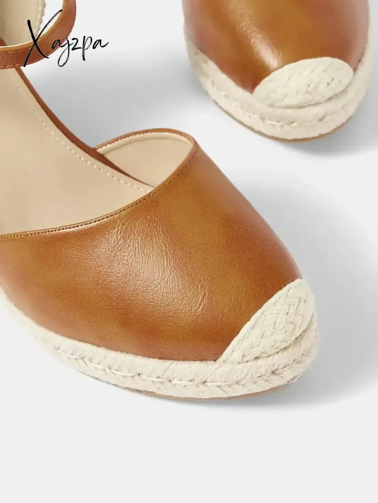 Women's Espadrille Closed Toe Wedge Sandals, Retro Ankle Buckle Strap Slingback Heels, Casual Lightweight
