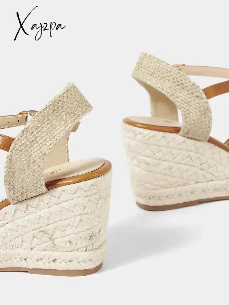 Women's Espadrille Closed Toe Wedge Sandals, Retro Ankle Buckle Strap Slingback Heels, Casual Lightweight