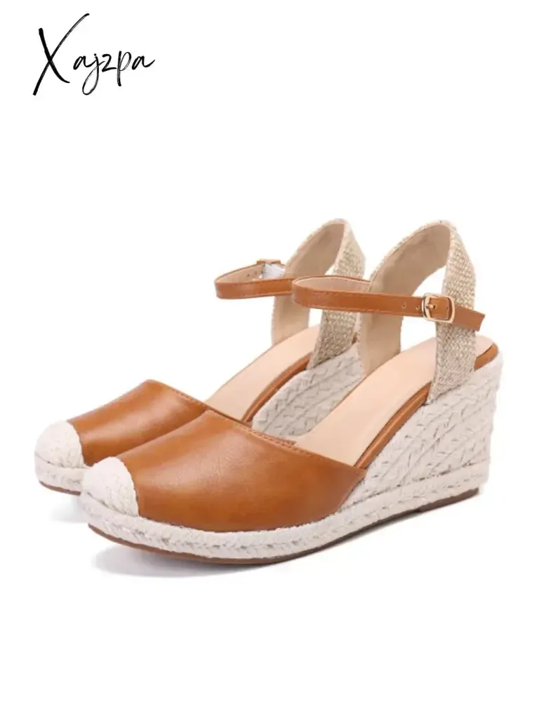 Women's Espadrille Closed Toe Wedge Sandals, Retro Ankle Buckle Strap Slingback Heels, Casual Lightweight